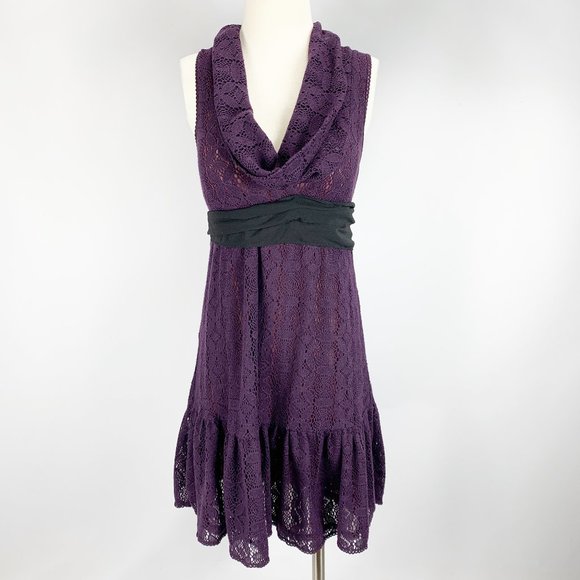 Free People Dresses & Skirts - Free People Sz 6 Purple Cowl Neck Dress Wool Plum